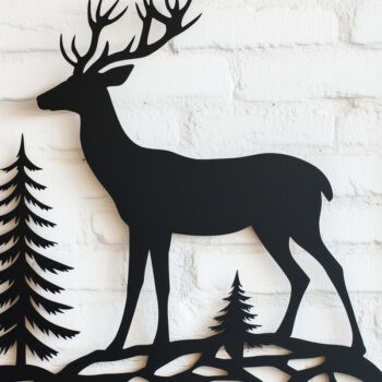Intra απο ξύλο plywood 3mm-4mm πάχος – Paper Cut Deer Wall Art Δίασταση  40x30 cm INTRAFABR-114112837 - Image 1