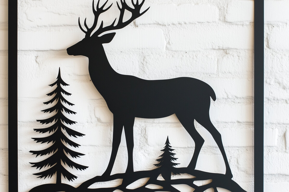 Intra απο ξύλο plywood 3mm-4mm πάχος – Paper Cut Deer Wall Art Δίασταση  40x30 cm INTRAFABR-114112837