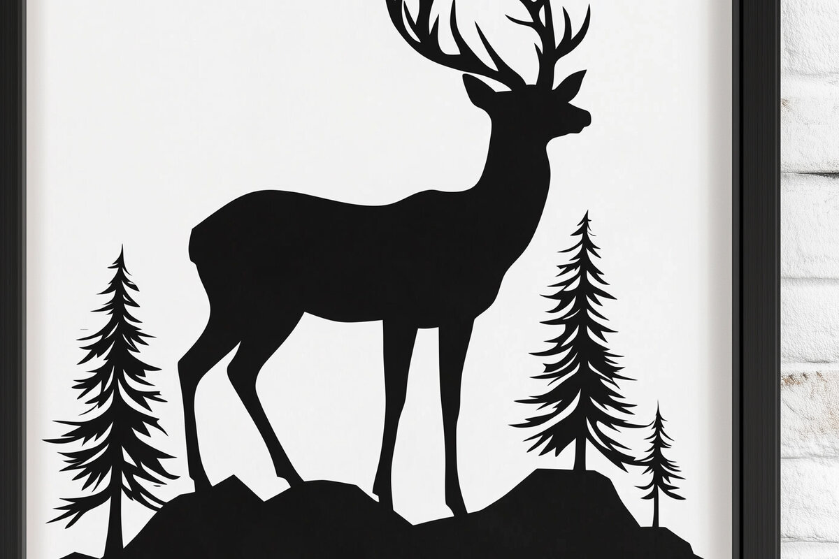 Intra απο ξύλο plywood 3mm-4mm πάχος – Paper Cut Deer Wall Art Δίασταση  40x30 cm INTRAFABR-114129117