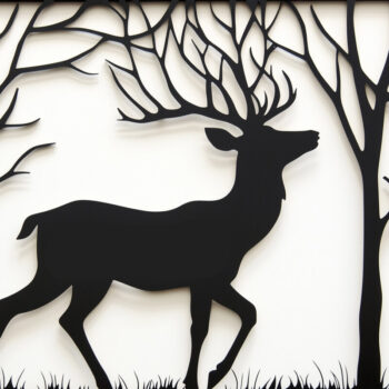 Intra απο ξύλο plywood 3mm-4mm πάχος – Paper Cut Deer Wall Art Δίασταση  40x30 cm INTRAFABR-114133152 - Image 1