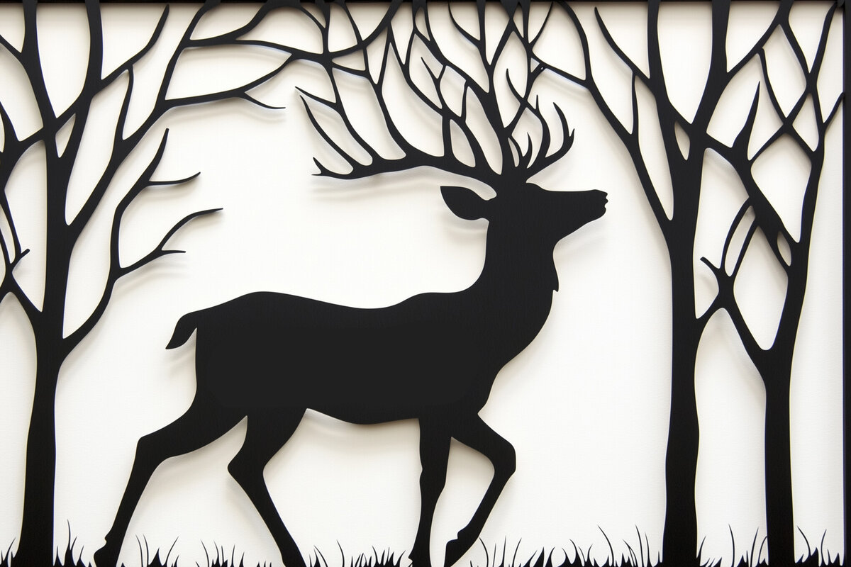 Intra απο ξύλο plywood 3mm-4mm πάχος – Paper Cut Deer Wall Art Δίασταση  40x30 cm INTRAFABR-114133152