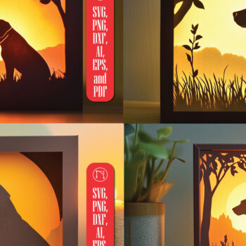 Intra απο ξύλο plywood 3mm-4mm πάχος – Paper Cut Dog Shadow Box Bundle Δίασταση  20x20 cm INTRAFABR-118285390 - Image 1