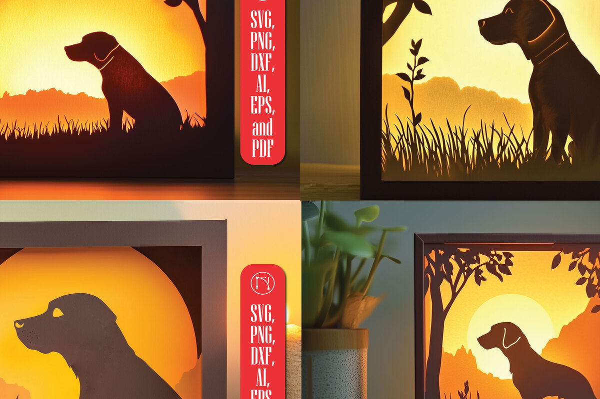Intra απο ξύλο plywood 3mm-4mm πάχος – Paper Cut Dog Shadow Box Bundle Δίασταση  20x20 cm INTRAFABR-118285390