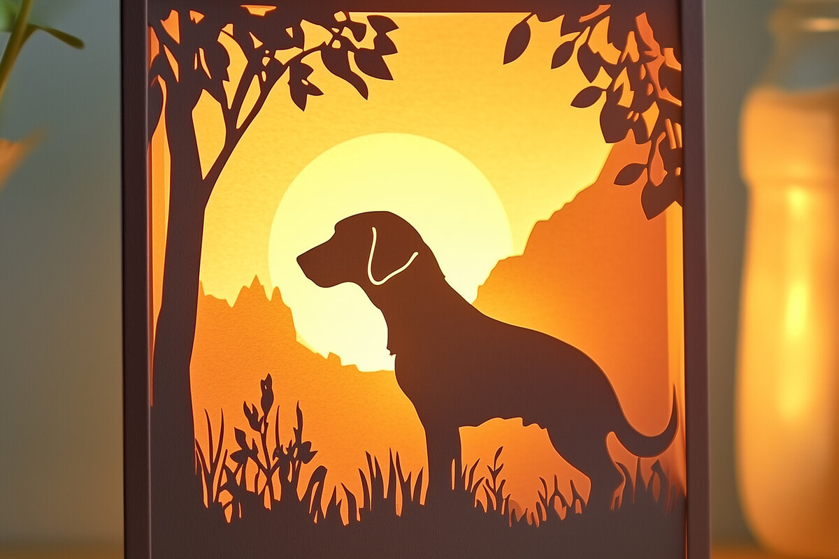 Intra απο ξύλο plywood 3mm-4mm πάχος – Paper Cut Dog Shadow Box Δίασταση  20x20 cm INTRAFABR-118268585