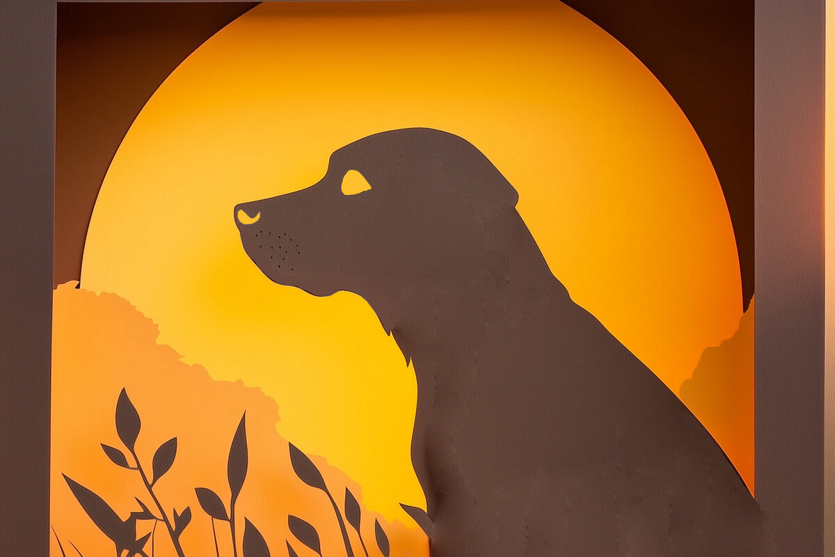 Intra απο ξύλο plywood 3mm-4mm πάχος – Paper Cut Dog Shadow Box Δίασταση  20x20 cm INTRAFABR-118269939