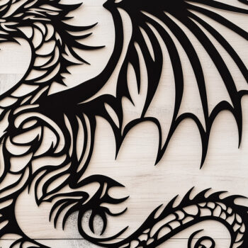 Intra απο ξύλο plywood 3mm-4mm πάχος – Paper Cut Dragon Decor Δίασταση  20x20 cm INTRAFABR-104905261 - Image 1