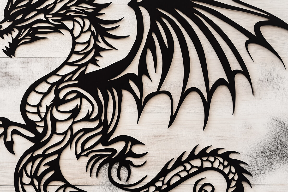 Intra απο ξύλο plywood 3mm-4mm πάχος – Paper Cut Dragon Decor Δίασταση  20x20 cm INTRAFABR-104905261