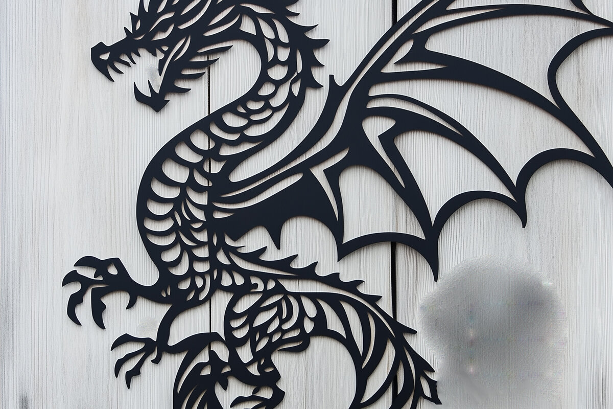Intra απο ξύλο plywood 3mm-4mm πάχος – Paper Cut Dragon Decor Δίασταση  20x20 cm INTRAFABR-104907466