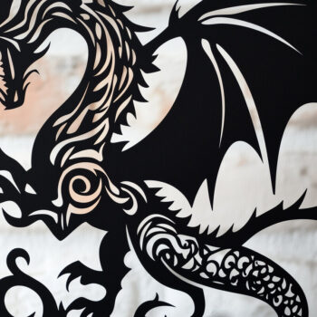 Intra απο ξύλο plywood 3mm-4mm πάχος – Paper Cut Dragon Decor Δίασταση 20x20 cm INTRAFABR-104928328 - Image 1