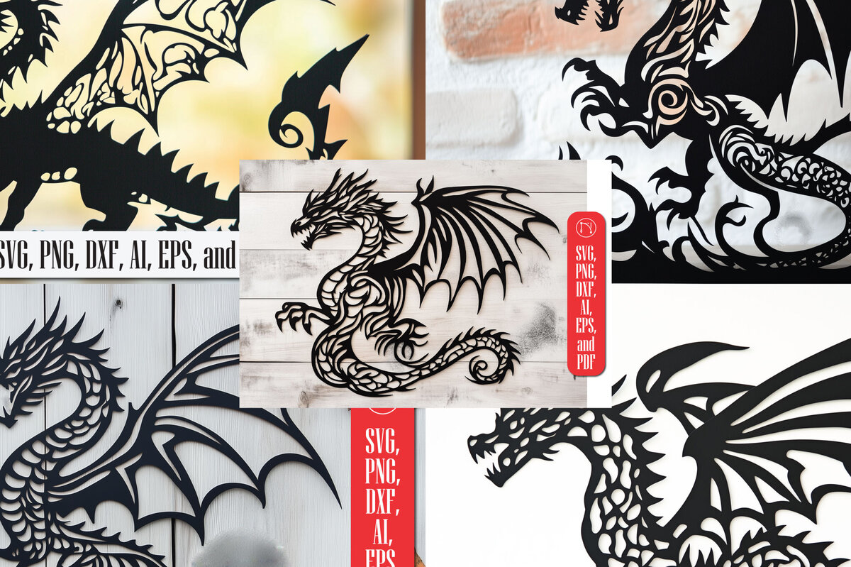 Intra απο ξύλο plywood 3mm-4mm πάχος – Πακέτο Paper Cut Dragon Decor Δίασταση  20x20 cm INTRAFABR-104928834