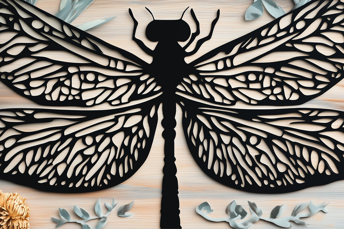 Intra απο ξύλο plywood 3mm-4mm πάχος – Paper Cut Dragonfly Δίασταση  20x20 cm INTRAFABR-107508337