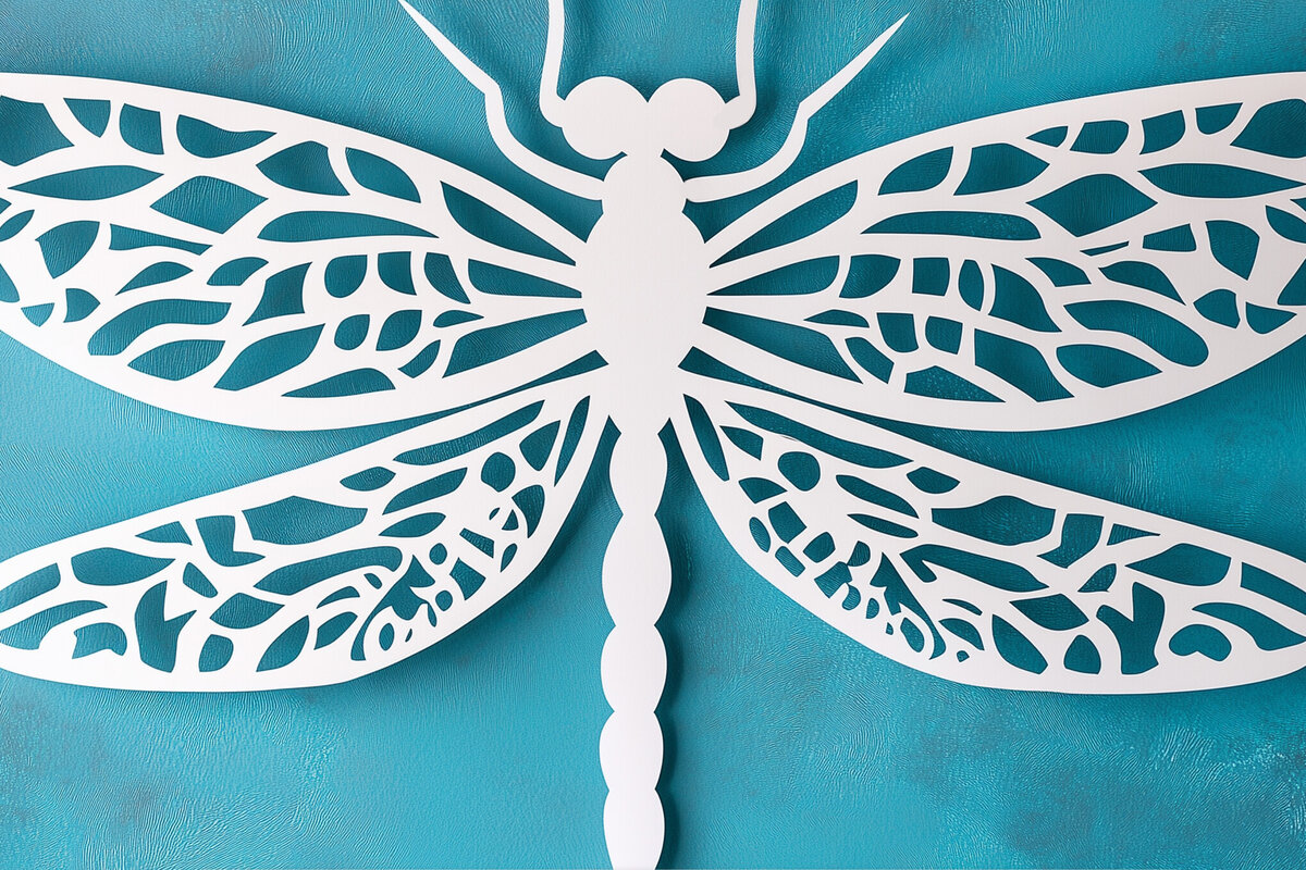 Intra απο ξύλο plywood 3mm-4mm πάχος – Paper Cut Dragonfly Δίασταση  20x20 cm INTRAFABR-107509080