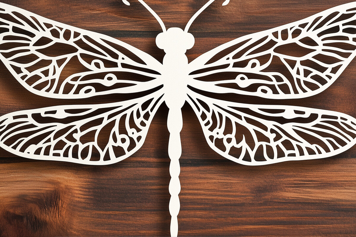 Intra απο ξύλο plywood 3mm-4mm πάχος – Paper Cut Dragonfly Δίασταση  20x20 cm INTRAFABR-107509446