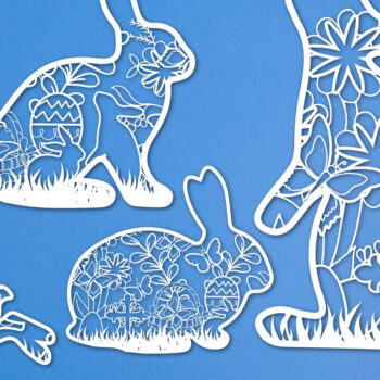 Intra απο ξύλο plywood 3mm-4mm πάχος – Πακέτο λουλουδιών πασχαλινό λαγουδάκι κομμένο χαρτί Δίασταση  20x20 cm INTRAFABR-25849035 - Image 1