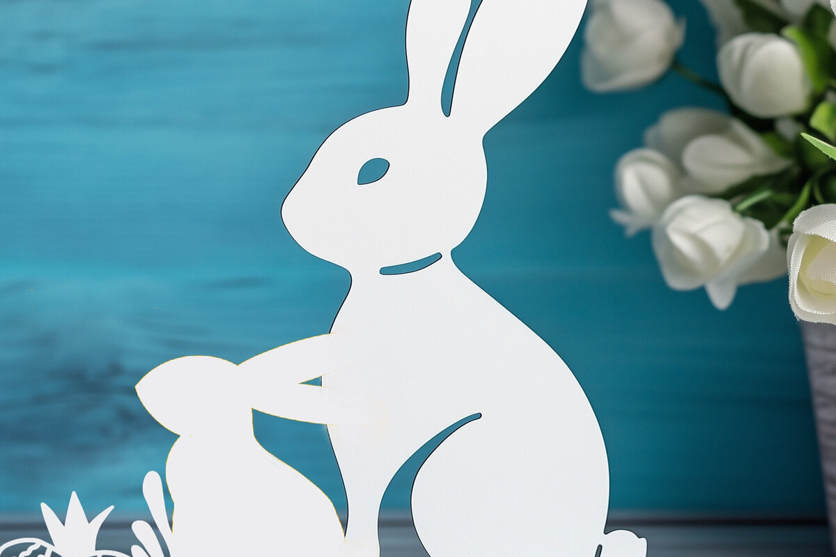 Intra απο ξύλο plywood 3mm-4mm πάχος – Paper Cut Easter Bunny Δίασταση  20x20 cm INTRAFABR-116255232