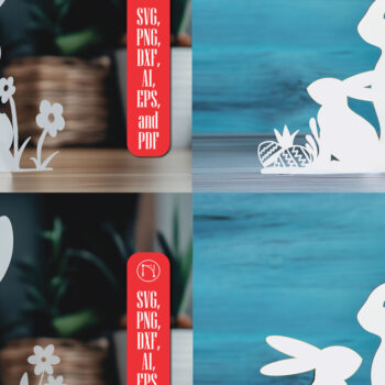 Intra απο ξύλο plywood 3mm-4mm πάχος – Paper Cut Easter Bunny Δίασταση  20x20 cm INTRAFABR-116274258 - Image 1