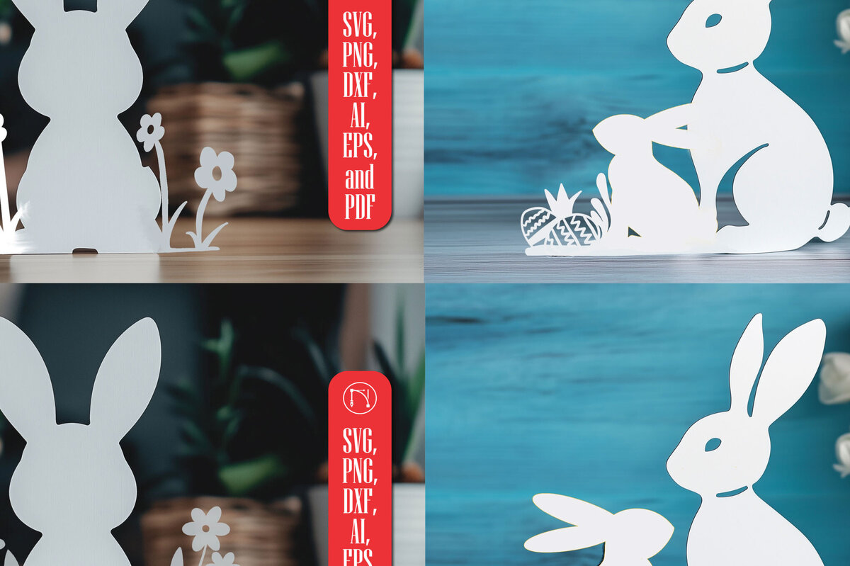 Intra απο ξύλο plywood 3mm-4mm πάχος – Paper Cut Easter Bunny Δίασταση  20x20 cm INTRAFABR-116274258