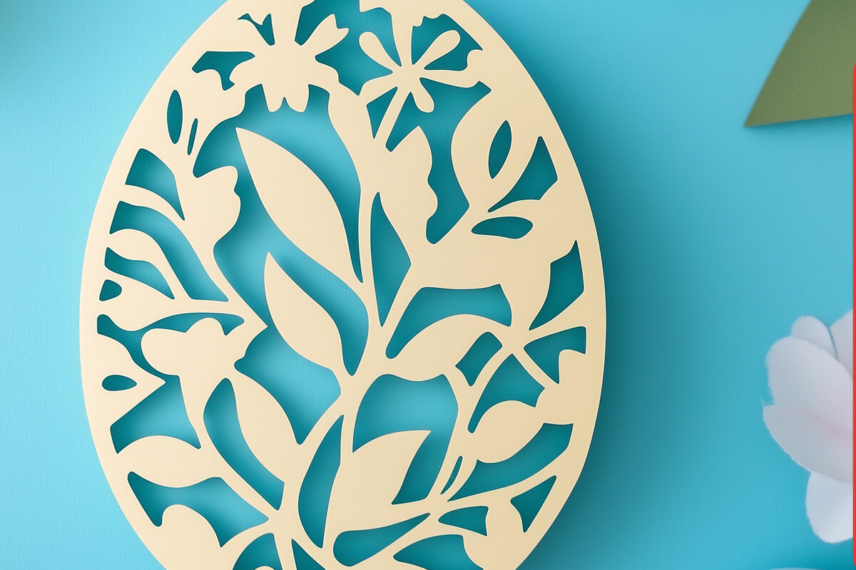 Intra απο ξύλο plywood 3mm-4mm πάχος – Κόψιμο από χαρτί Πασχαλινό αυγό Δίασταση  20x20 cm INTRAFABR-114655065