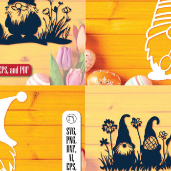 Intra απο ξύλο plywood 3mm-4mm πάχος – Πακέτο Paper Cut Easter Gnome Δίασταση  20x20 cm INTRAFABR-117931069 - Image 1