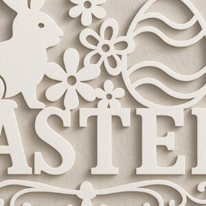 Intra απο ξύλο plywood 3mm-4mm πάχος – Paper Cut Πασχαλινό μονόγραμμα. Δίασταση  20x20 cm INTRAFABR-120037428