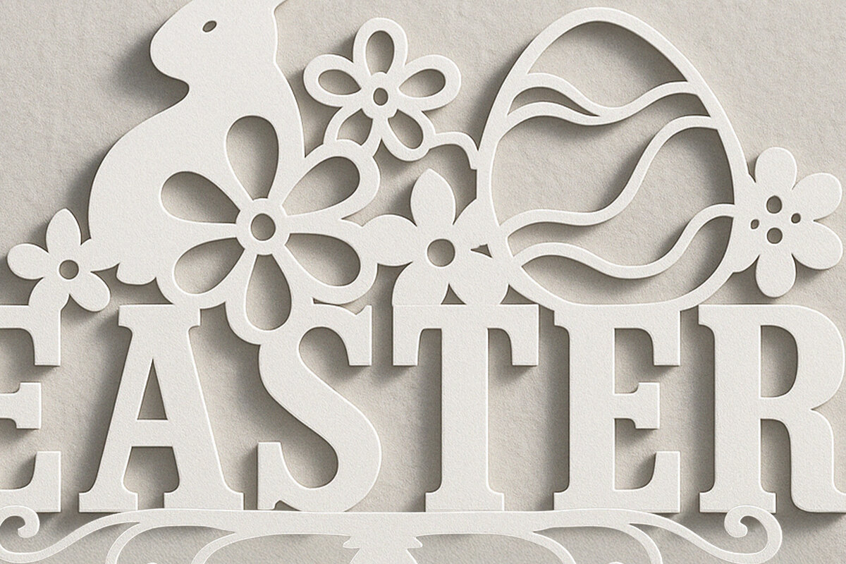 Intra απο ξύλο plywood 3mm-4mm πάχος – Paper Cut Πασχαλινό μονόγραμμα. Δίασταση  20x20 cm INTRAFABR-120036997