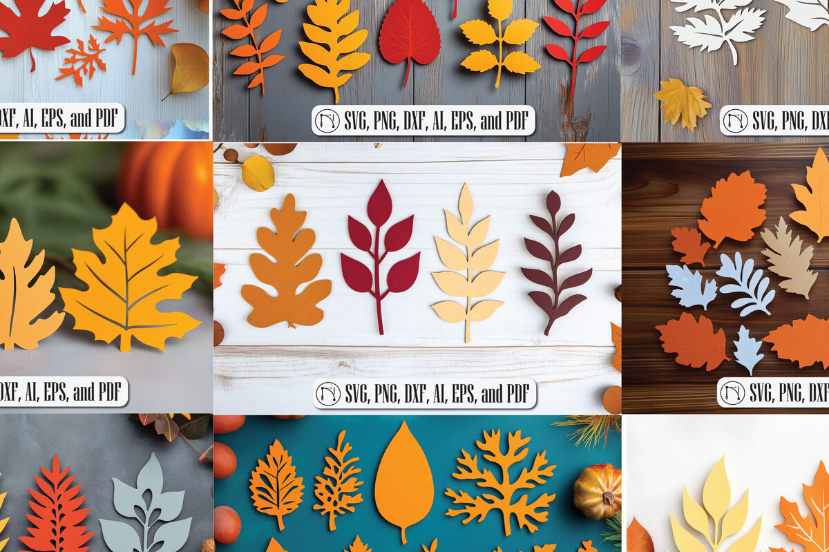 Intra απο ξύλο plywood 3mm-4mm πάχος – Κόψιμο χαρτιού Φθινοπωρινά Φύλλα Δέσμη Δίασταση  20x20 cm INTRAFABR-107945551