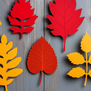 Intra απο ξύλο plywood 3mm-4mm πάχος – Paper Cut Fall Leaves Δίασταση  20x20 cm INTRAFABR-107945328