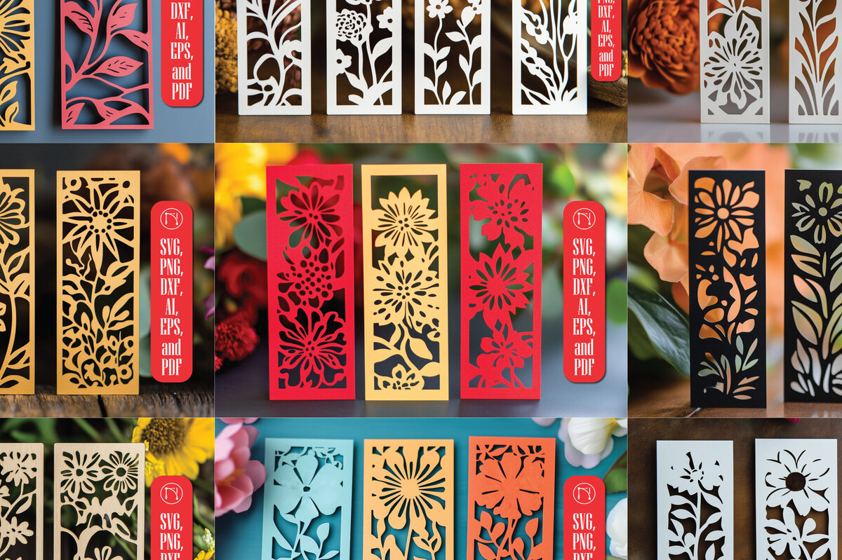 Intra απο ξύλο plywood 3mm-4mm πάχος – Πακέτο σελιδοδεικτών με λουλουδάτο κομμένο χαρτί Δίασταση  20x20 cm INTRAFABR-118084925