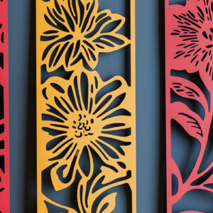 Intra απο ξύλο plywood 3mm-4mm πάχος – Paper Cut Floral σελιδοδείκτες Δίασταση  20x20 cm INTRAFABR-118084508
