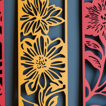 Intra απο ξύλο plywood 3mm-4mm πάχος – Paper Cut Floral σελιδοδείκτες Δίασταση 20x20 cm INTRAFABR-118084508 - Image 1
