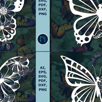 Intra απο ξύλο plywood 3mm-4mm πάχος – Πακέτο Floral Butterfly Cut Paper Cut Δίασταση  20x20 cm INTRAFABR-77321975 - Image 1