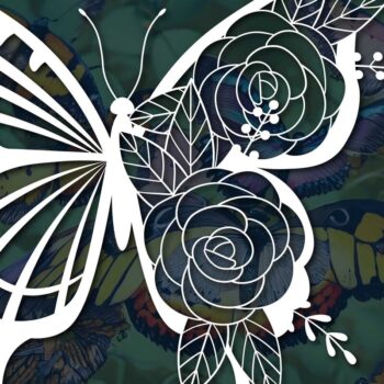 Intra απο ξύλο plywood 3mm-4mm πάχος – Πακέτο Floral Butterfly Cut Paper Cut Δίασταση  20x20 cm INTRAFABR-77321975 - Image 2