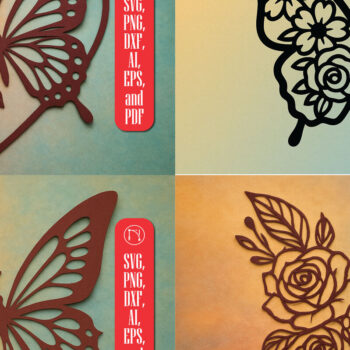 Intra απο ξύλο plywood 3mm-4mm πάχος – Πακέτο Floral Butterfly Cut Paper Cut Δίασταση 20x20 cm INTRAFABR-119934589 - Image 1