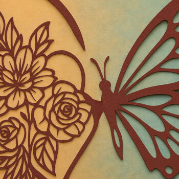Intra απο ξύλο plywood 3mm-4mm πάχος – Κοπή χαρτιού Floral Butterfly Δίασταση 20x20 cm INTRAFABR-119934304 - Image 1