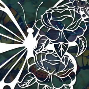Intra απο ξύλο plywood 3mm-4mm πάχος – Κοπή χαρτιού Floral Butterfly Δίασταση  20x20 cm INTRAFABR-77321434