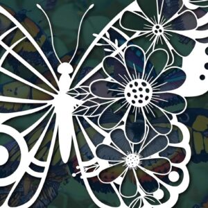 Intra απο ξύλο plywood 3mm-4mm πάχος – Κοπή χαρτιού Floral Butterfly Δίασταση  20x20 cm INTRAFABR-77321769