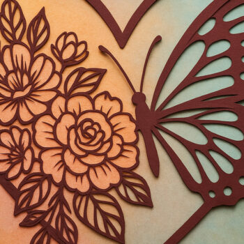 Intra απο ξύλο plywood 3mm-4mm πάχος – Κοπή χαρτιού Floral Butterfly Δίασταση 20x20 cm INTRAFABR-119933861 - Image 1