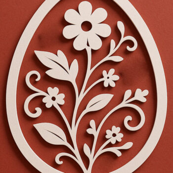 Intra απο ξύλο plywood 3mm-4mm πάχος – Κόψιμο από χαρτί Floral Egg Δίασταση  20x20 cm INTRAFABR-120035799 - Image 1