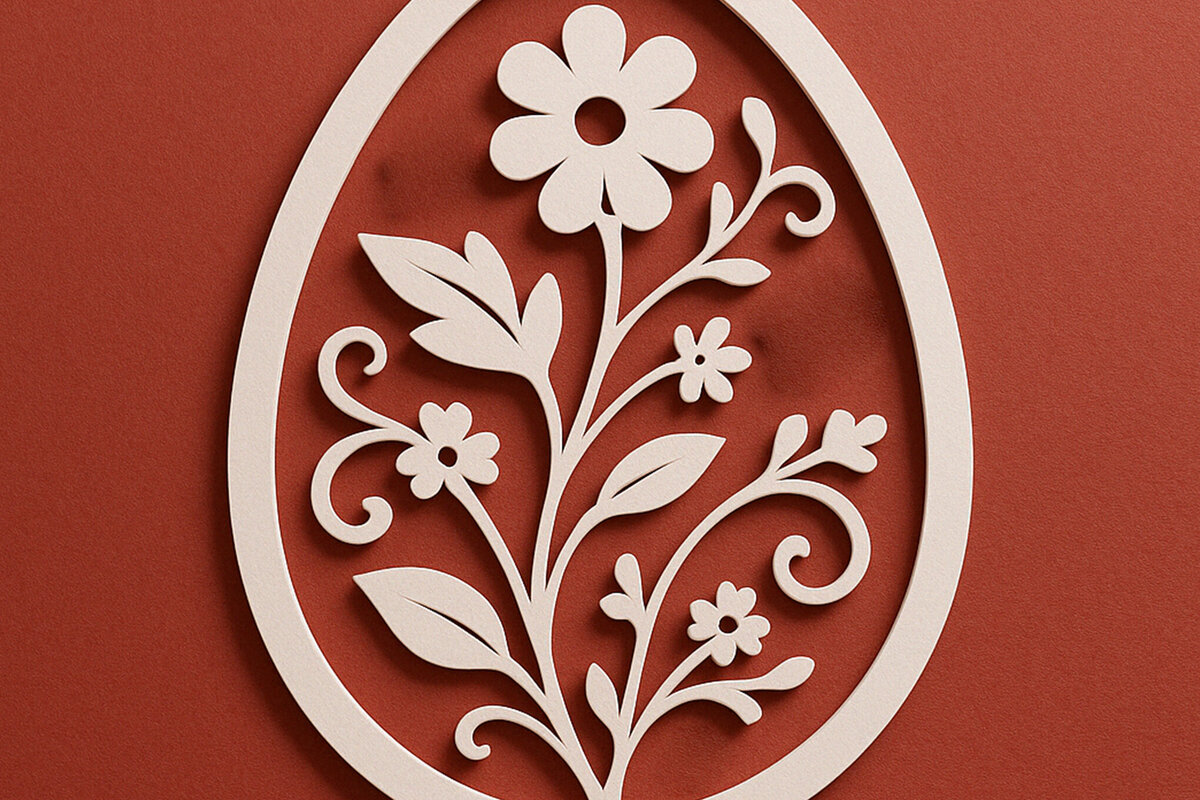 Intra απο ξύλο plywood 3mm-4mm πάχος – Κόψιμο από χαρτί Floral Egg Δίασταση  20x20 cm INTRAFABR-120035799