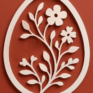 Intra απο ξύλο plywood 3mm-4mm πάχος – Κόψιμο από χαρτί Floral Egg Δίασταση  20x20 cm INTRAFABR-120036002