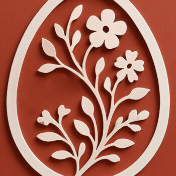 Intra απο ξύλο plywood 3mm-4mm πάχος – Κόψιμο από χαρτί Floral Egg Δίασταση  20x20 cm INTRAFABR-120036002 - Image 1