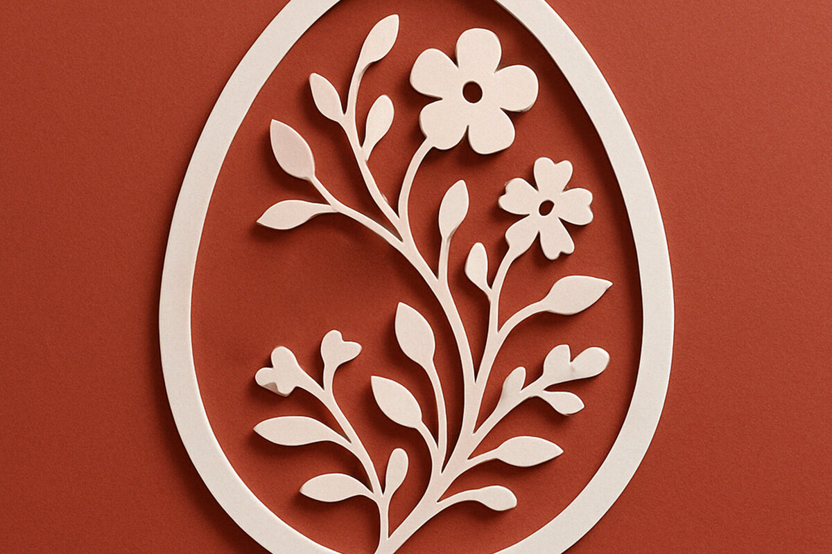 Intra απο ξύλο plywood 3mm-4mm πάχος – Κόψιμο από χαρτί Floral Egg Δίασταση  20x20 cm INTRAFABR-120036002