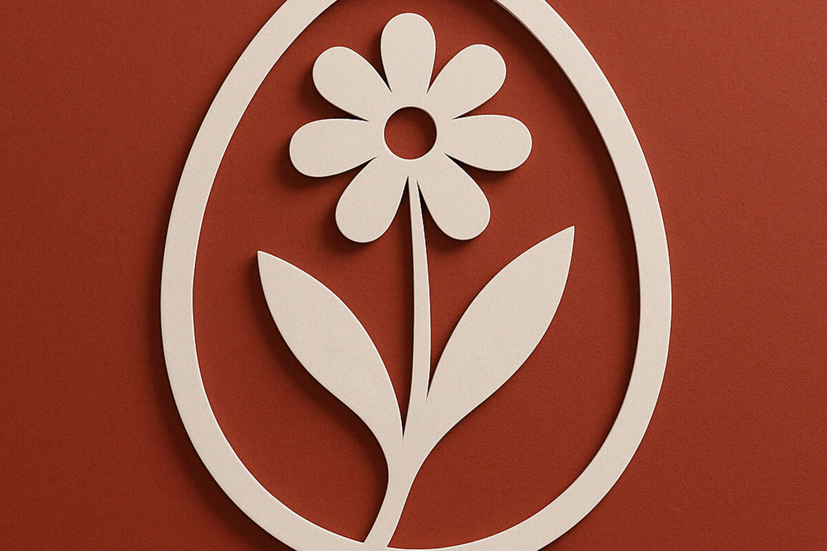 Intra απο ξύλο plywood 3mm-4mm πάχος – Κόψιμο από χαρτί Floral Egg Δίασταση  20x20 cm INTRAFABR-120036248