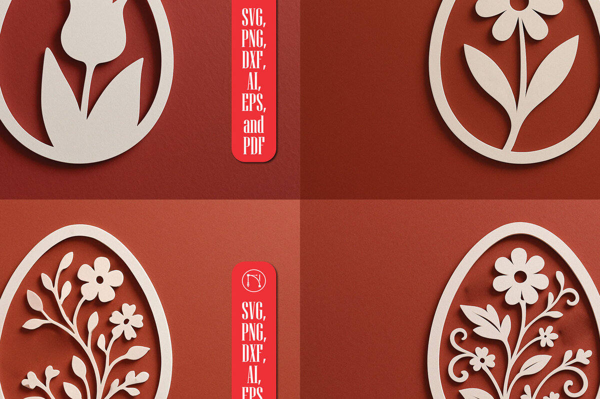 Intra απο ξύλο plywood 3mm-4mm πάχος – Πακέτο αρχείου κομμένου αυγού με λουλούδια χαρτιού Δίασταση  20x20 cm INTRAFABR-120036392