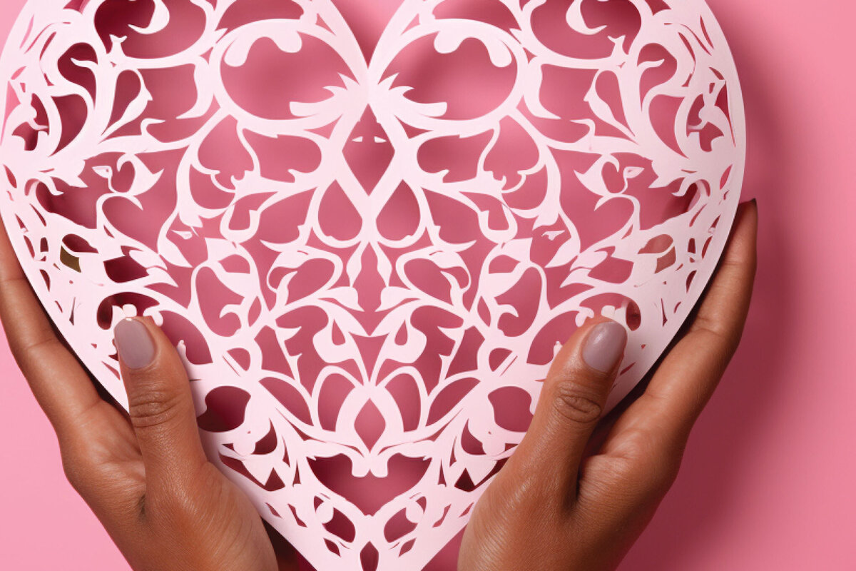 Intra απο ξύλο plywood 3mm-4mm πάχος – Χαρτί κομμένο Floral Flower Heart Δίασταση  20x20 cm INTRAFABR-86333453