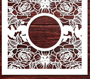 Intra απο ξύλο plywood 3mm-4mm πάχος – Πλαίσιο Floral Cut Paper Cut 1510 Δίασταση 20x20 cm INTRAFABR-117685363