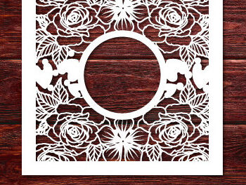 Intra απο ξύλο plywood 3mm-4mm πάχος – Πλαίσιο Floral Cut Paper Cut 1510 Δίασταση 20x20 cm INTRAFABR-117685363 - Image 1