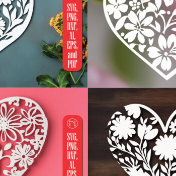 Intra απο ξύλο plywood 3mm-4mm πάχος – Πακέτο Floral Heart Cut Paper Δίασταση 20x20 cm INTRAFABR-115974459 - Image 1
