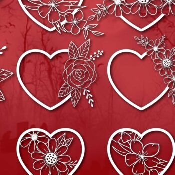 Intra απο ξύλο plywood 3mm-4mm πάχος – Πακέτο Floral Heart Cut Paper Δίασταση 20x20 cm INTRAFABR-77679101 - Image 1