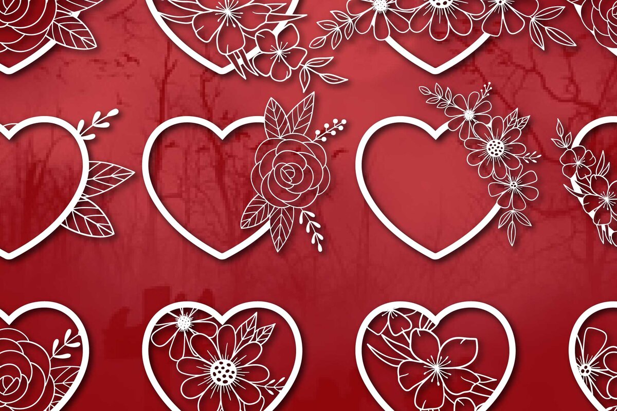 Intra απο ξύλο plywood 3mm-4mm πάχος – Πακέτο Floral Heart Cut Paper Δίασταση  20x20 cm INTRAFABR-77679101